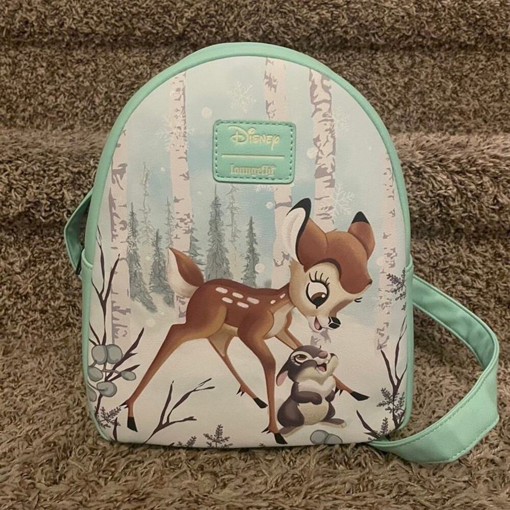 Loungefly Disney Bambi Thumper Snow Mini Backpack Mint Green Winter NWT